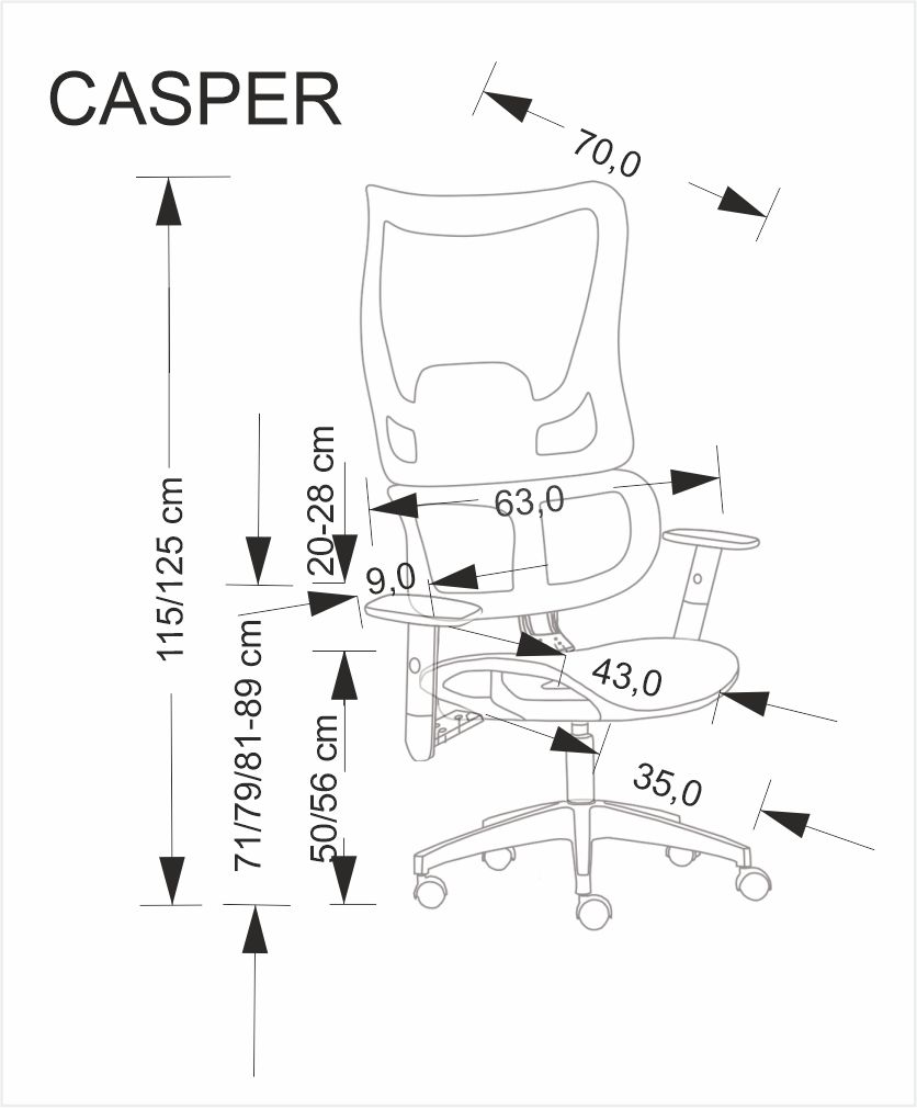 CASPER fotel gabinetowy czarny - obrazek 6