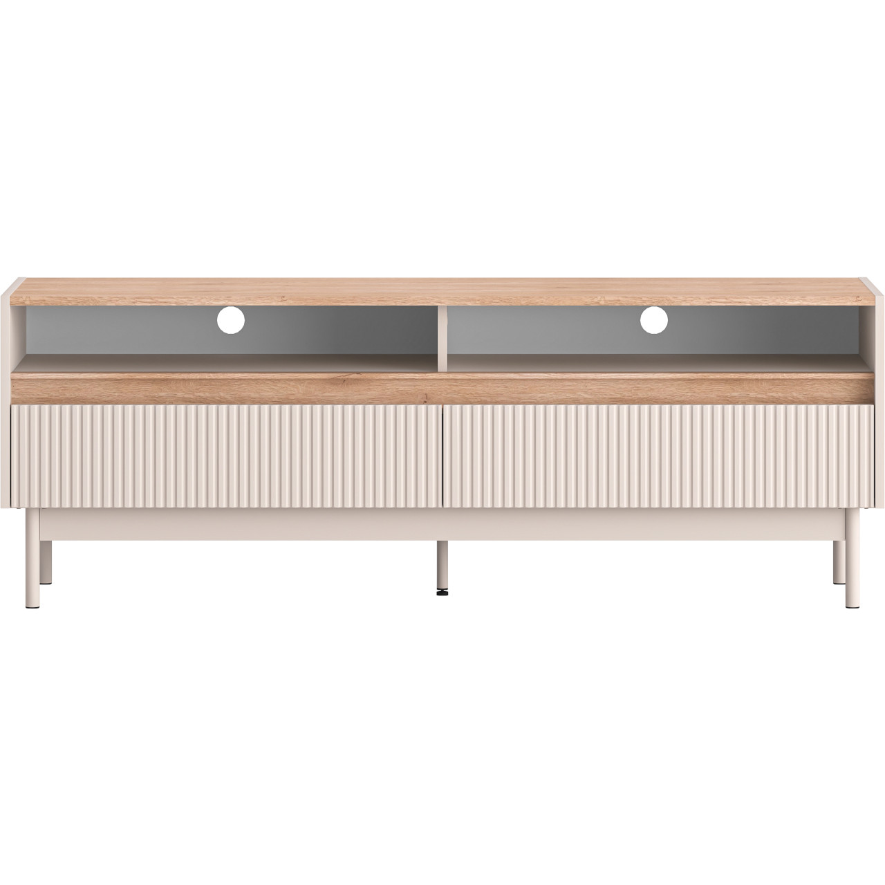 Komoda RTV nowoczesna ERMITE 154 cm kaszmir / dąb cremona z metalowymi nogami - obrazek 3