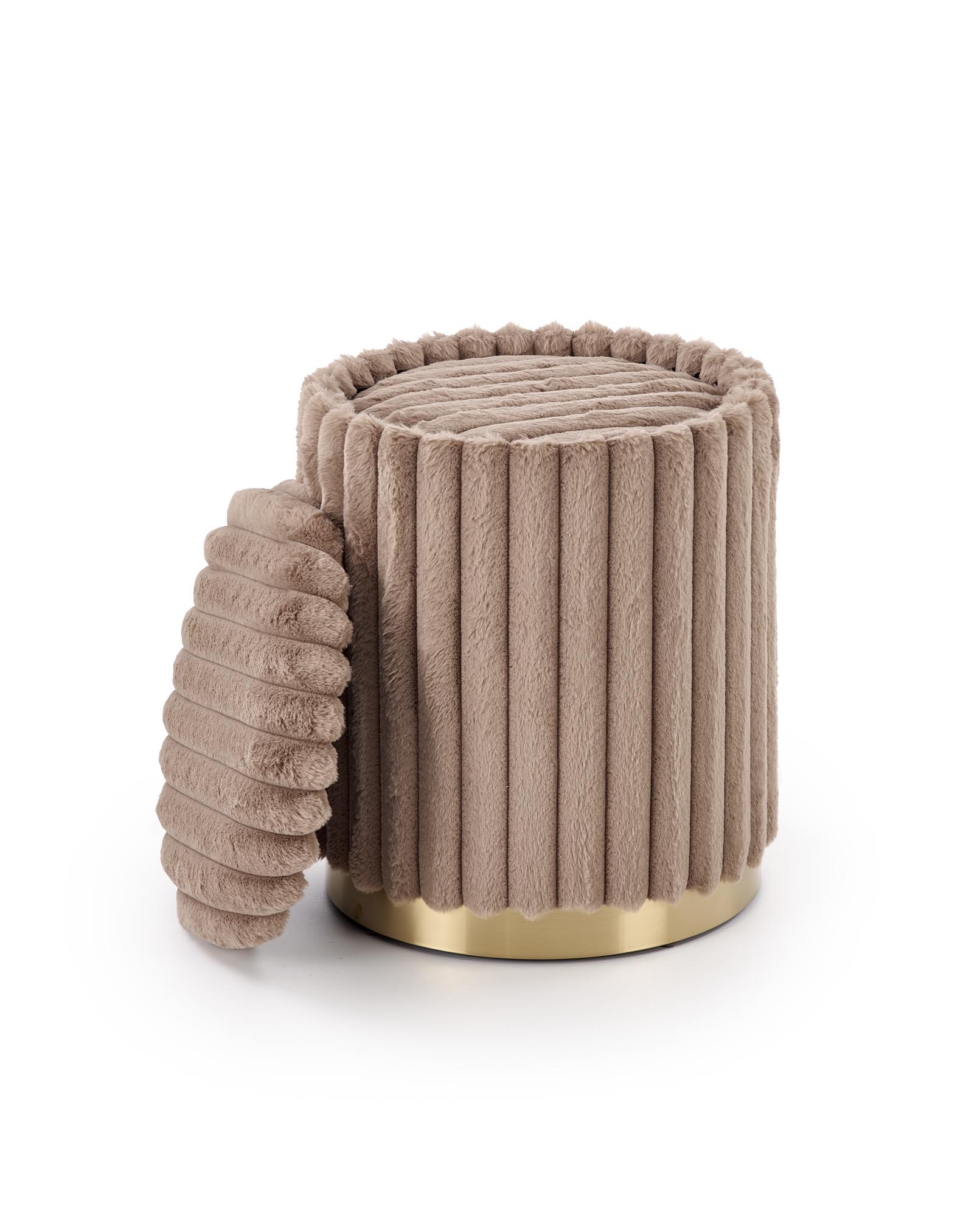 FIDO zestaw 2 puf, cappuccino / złoty - obrazek 7