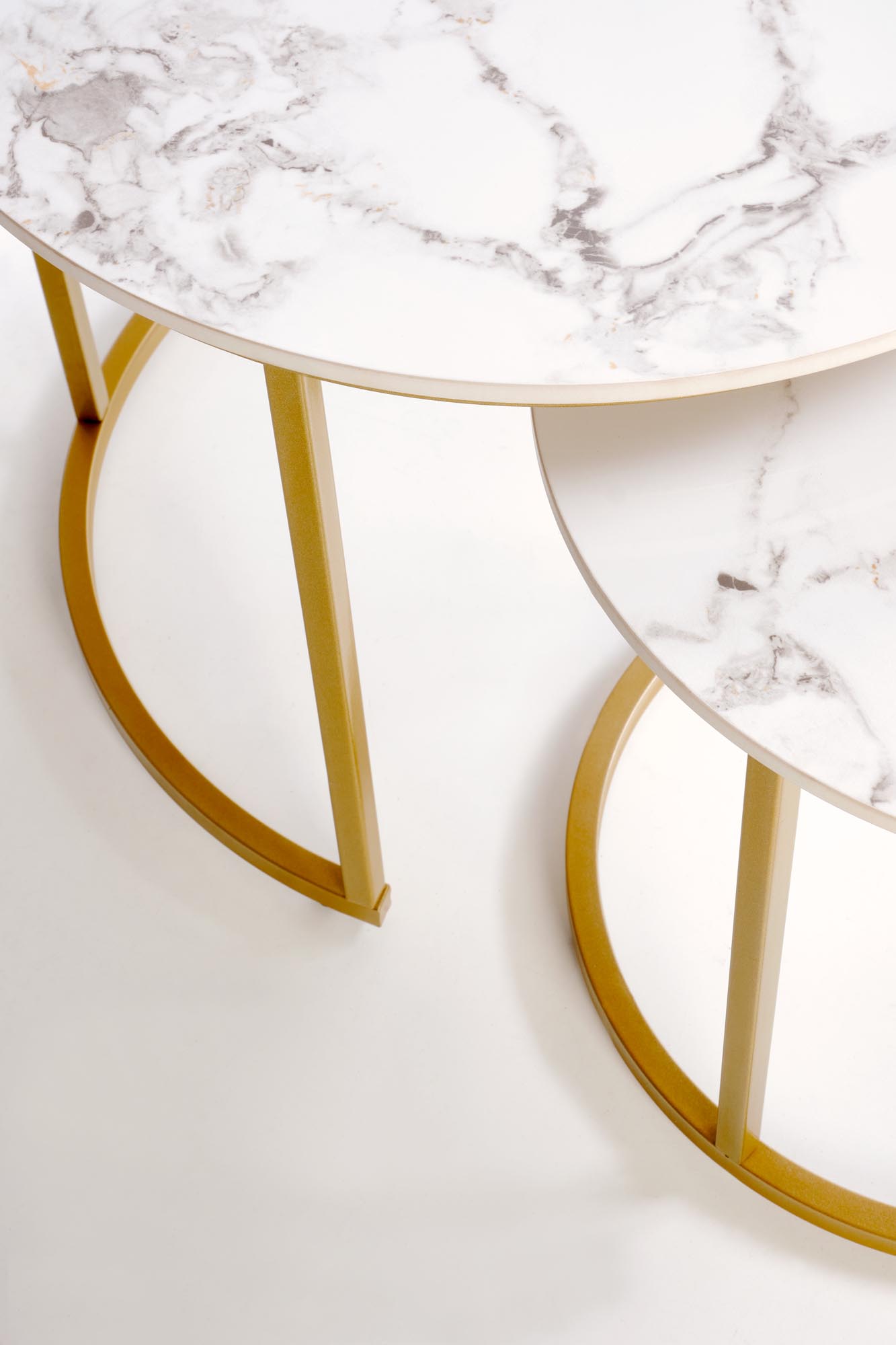 GILDA zestaw 3 ław, biały marmur / złoty - obrazek 4