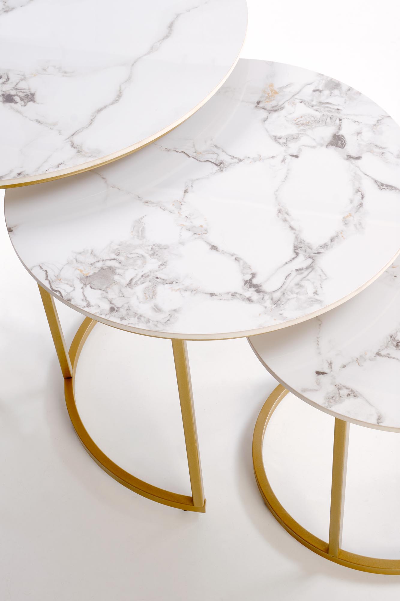 GILDA zestaw 3 ław, biały marmur / złoty - obrazek 5