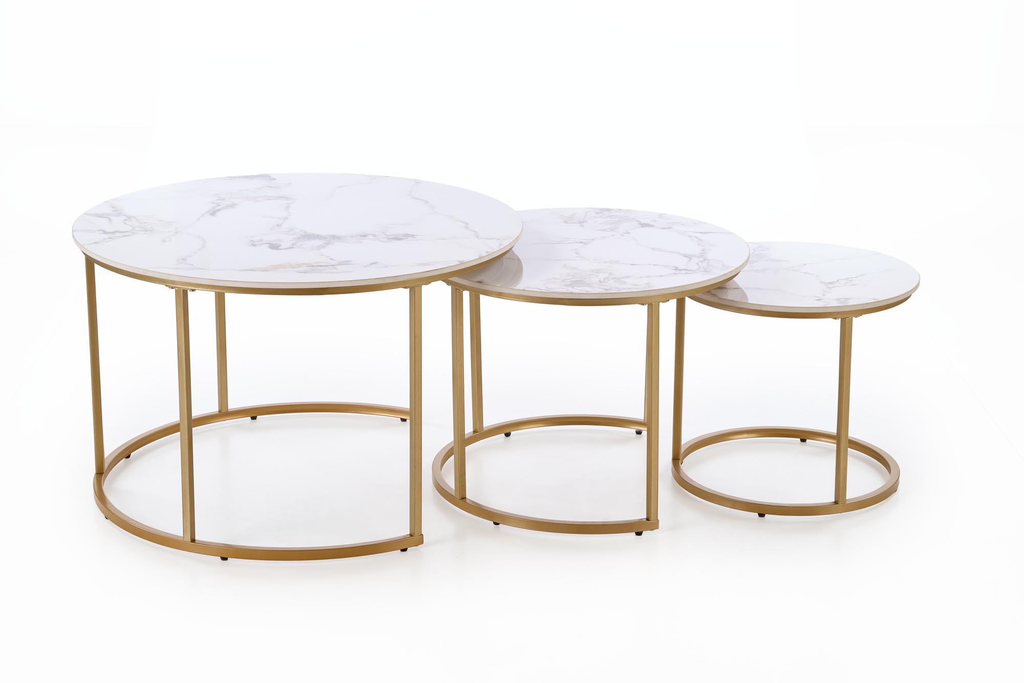 GILDA zestaw 3 ław, biały marmur / złoty - obrazek 8