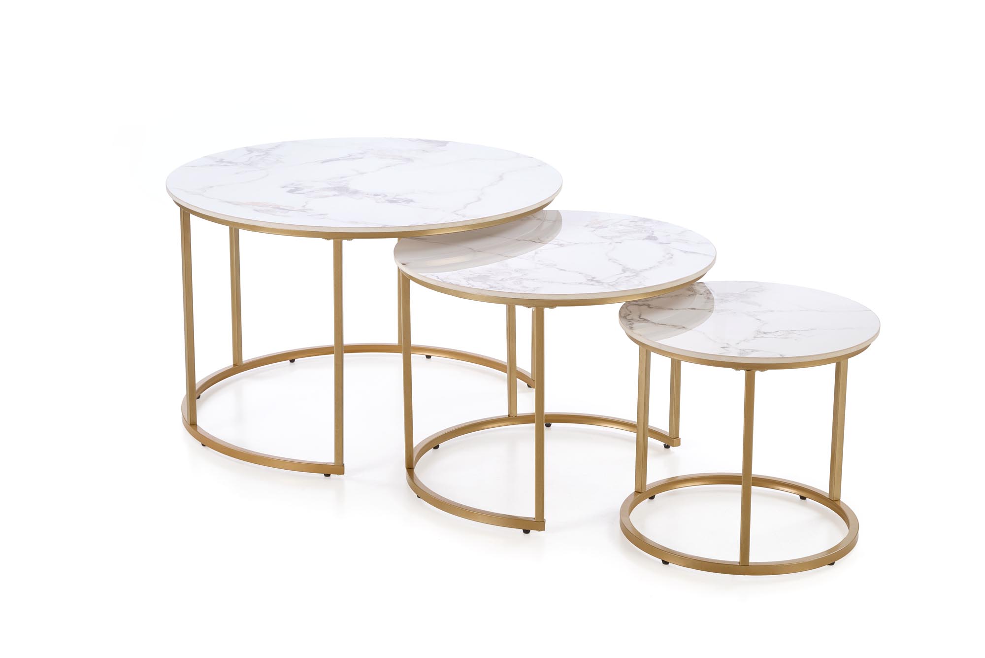 GILDA zestaw 3 ław, biały marmur / złoty - obrazek 9