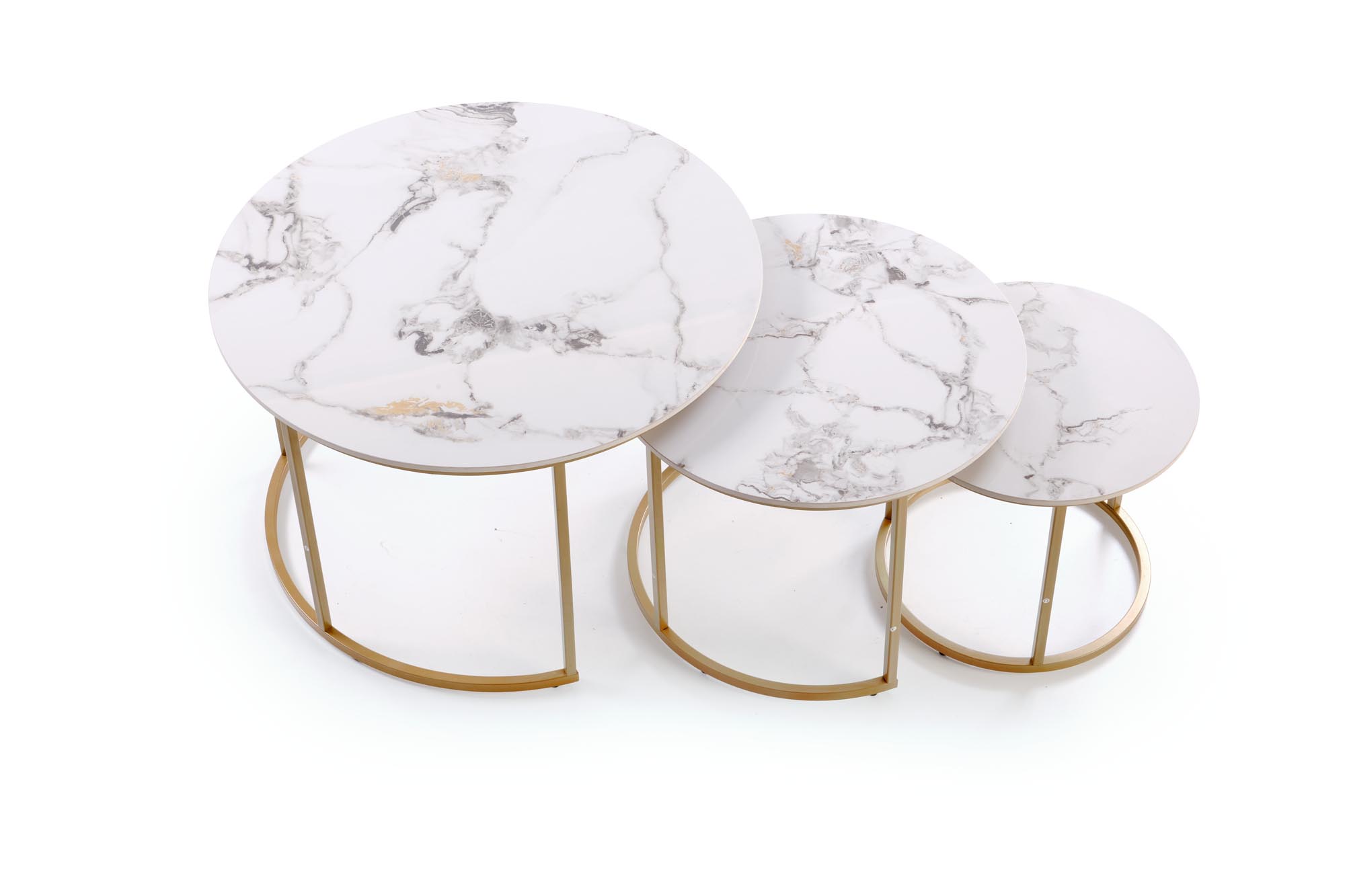 GILDA zestaw 3 ław, biały marmur / złoty - obrazek 10