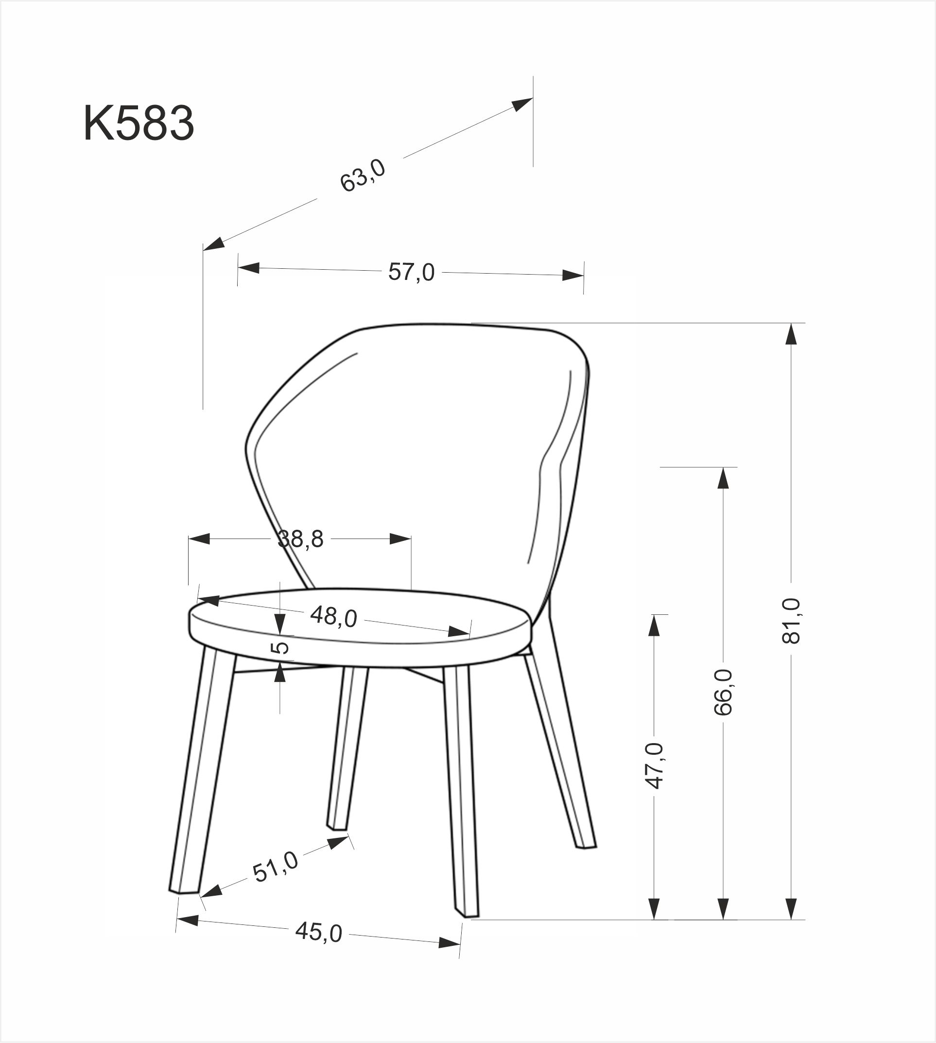 K583 krzesło, orzechowy / brązowy / beżowy - obrazek 8