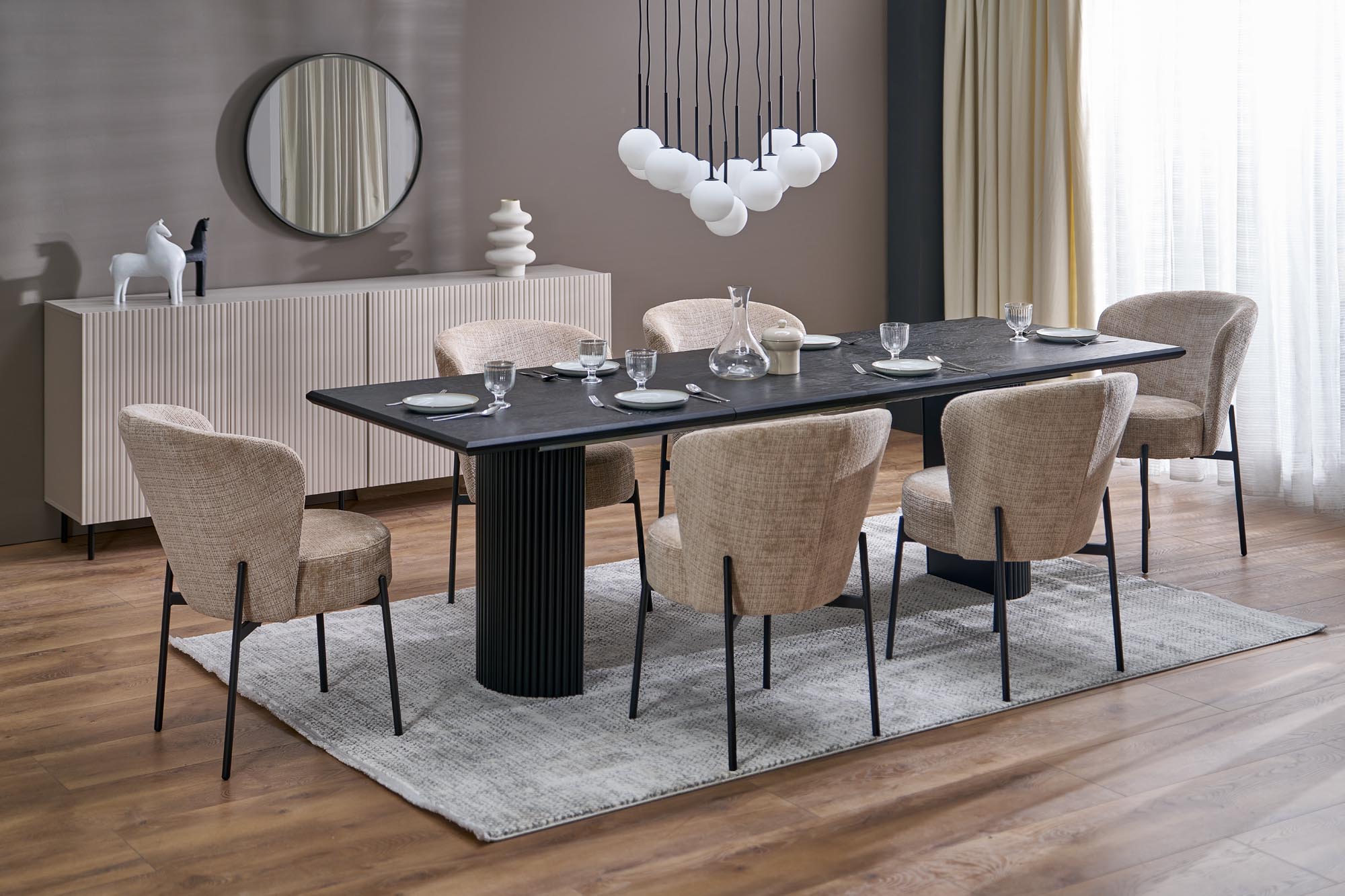 BOLERO stół rozkładany 160-250x90x78 cm dąb naturalny/czarny - obrazek 15
