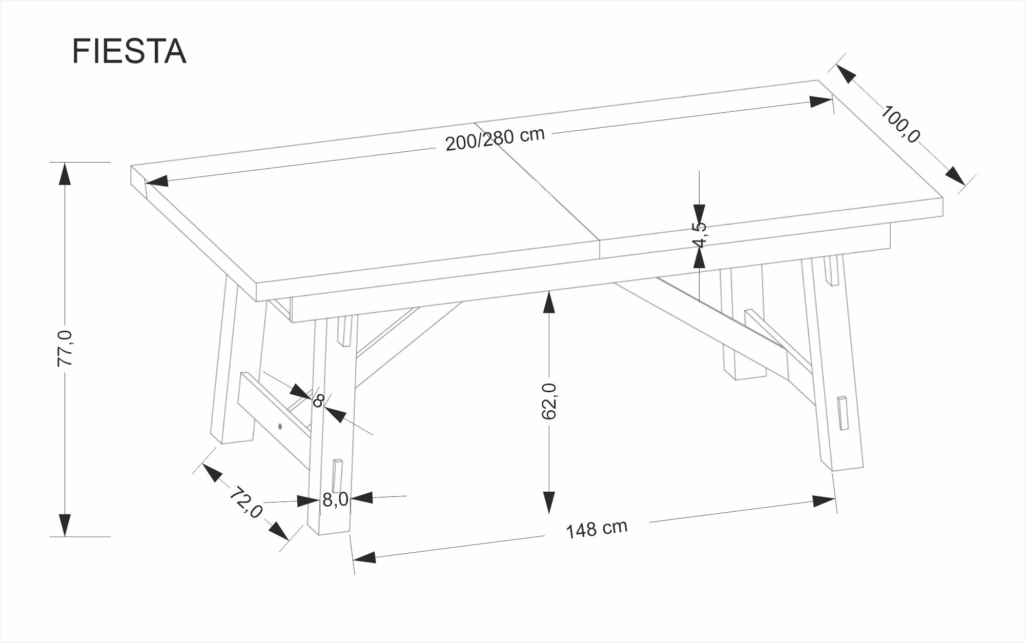 FIESTA stół rozkładany 200-280x100x77 cm dąb naturalny/czarny - obrazek 10