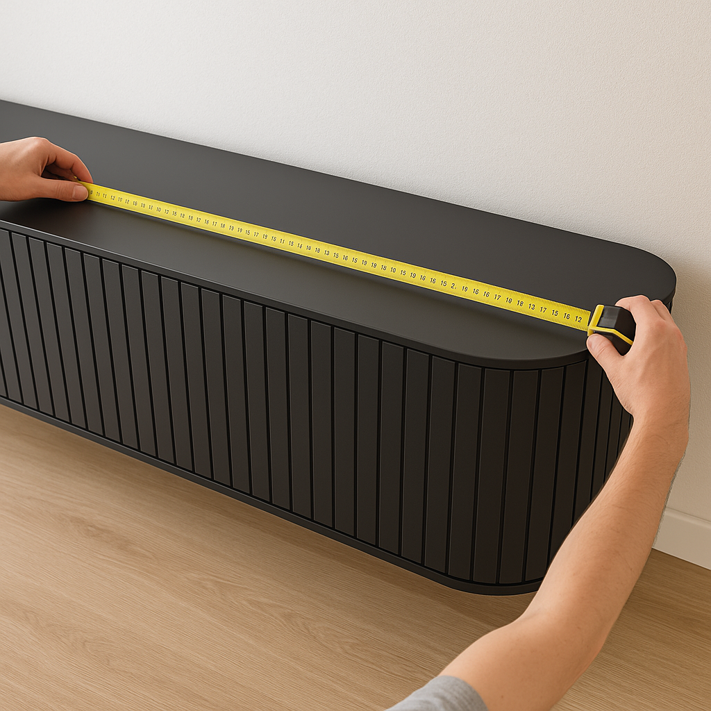 wymiar komody ryflowanej Zylio czarnej