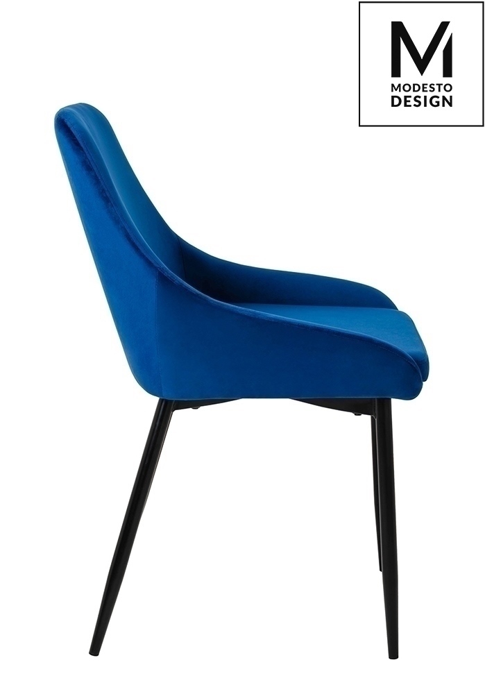 MODESTO krzesło CLOVER ciemny niebieski - welur, metal - obrazek 3
