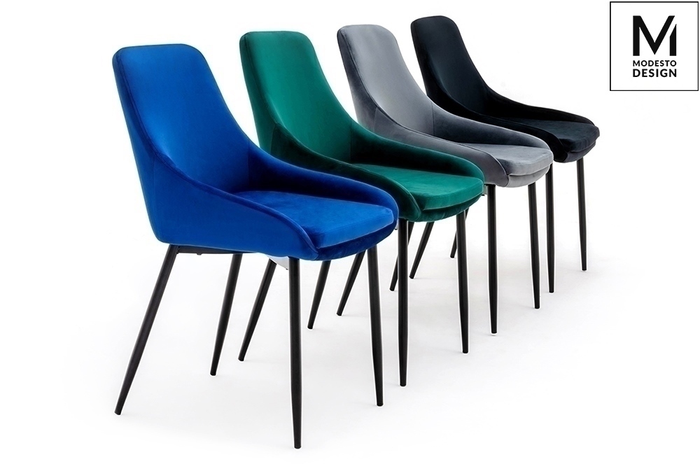 MODESTO krzesło CLOVER ciemny niebieski - welur, metal - obrazek 9