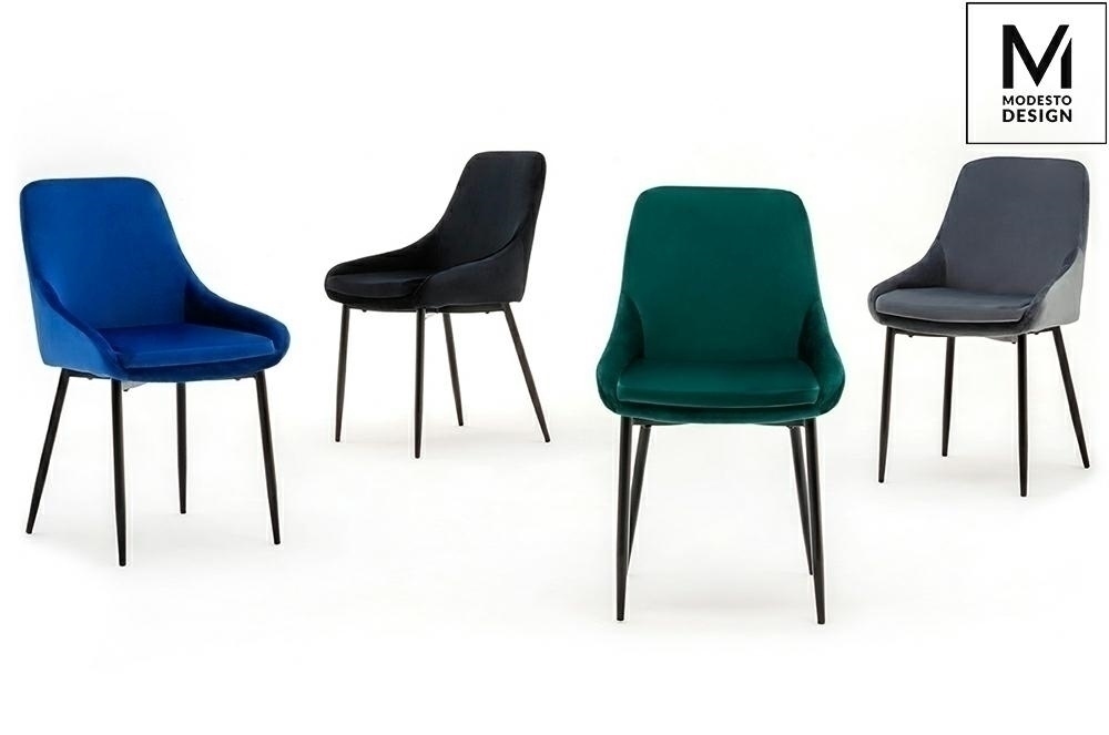 MODESTO krzesło CLOVER ciemny niebieski - welur, metal - obrazek 10