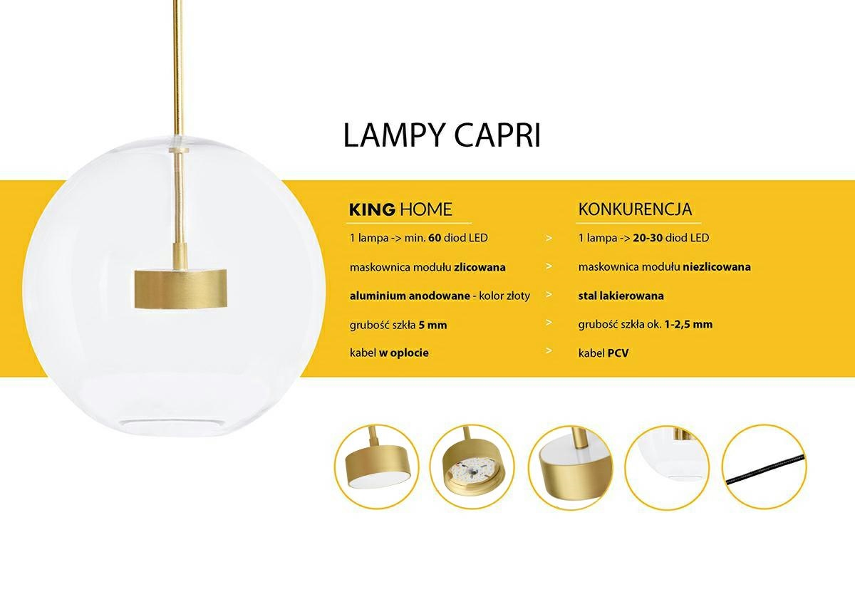 MOOSEE lampa wisząca CAPRI 4 złota - 60 LED, aluminium, szkło - obrazek 4