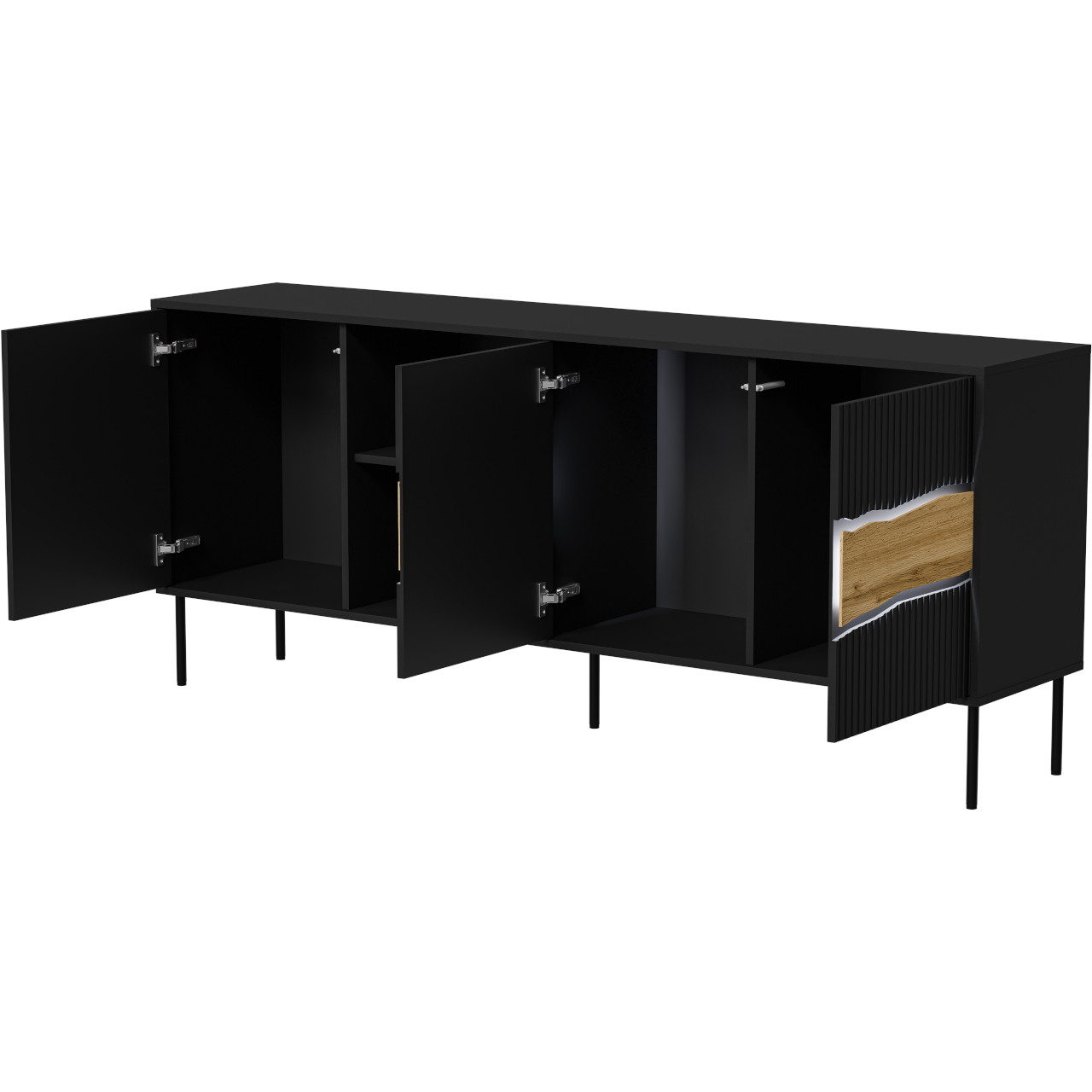 Komoda CONTE 190 3D1W czarny / dąb wotan - obrazek 3