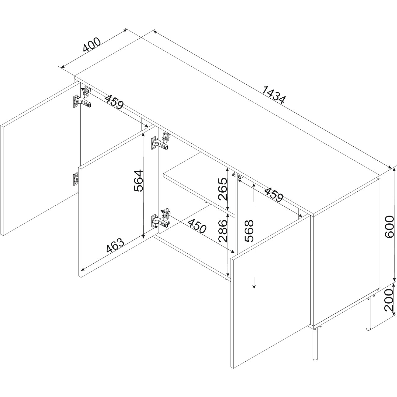Komoda CONTE 150 3D czarny / dąb wotan - obrazek 4