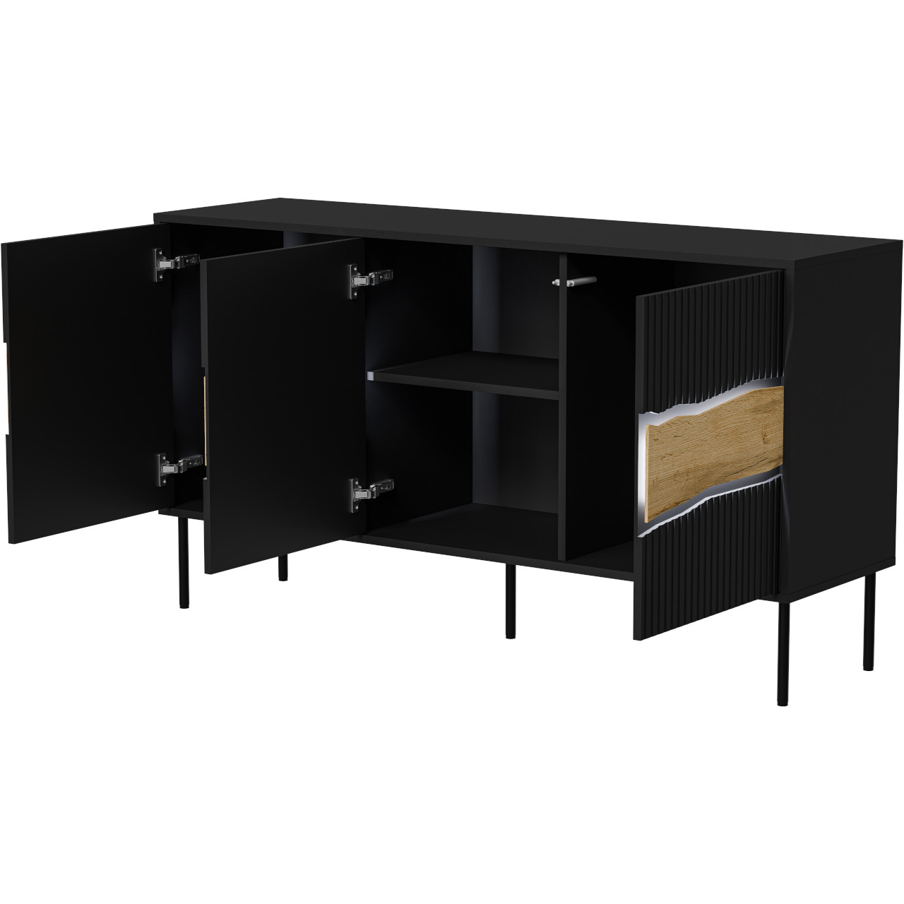 Komoda CONTE 150 3D czarny / dąb wotan - obrazek 3