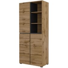 Nowoczesna szafa CROSI 88 uchylna dąb wotan czarny 79 cm