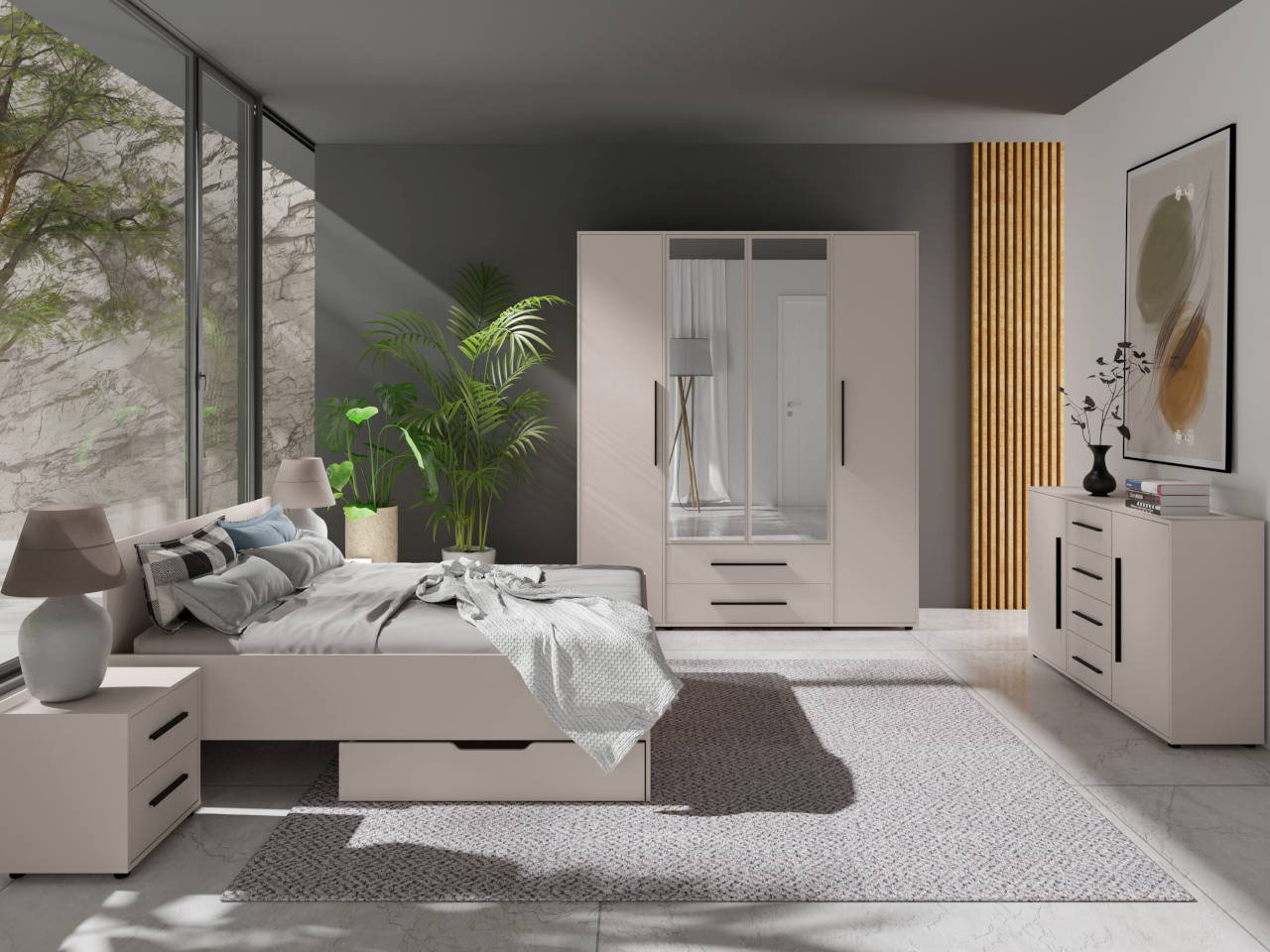 Komoda RTV MAXIS 10 kaszmir 190 cm – minimalistyczna elegancja i funkcjonalność w nowoczesnym stylu - obrazek 7