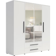 Szafa z lustrem MAXIS 13 biały mat 198 cm z 2 drążkami ubraniowymi