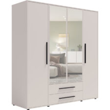 Szafa z lustrem MAXIS 13 kaszmir 198 cm z 2 drążkami ubraniowymi i szufladami