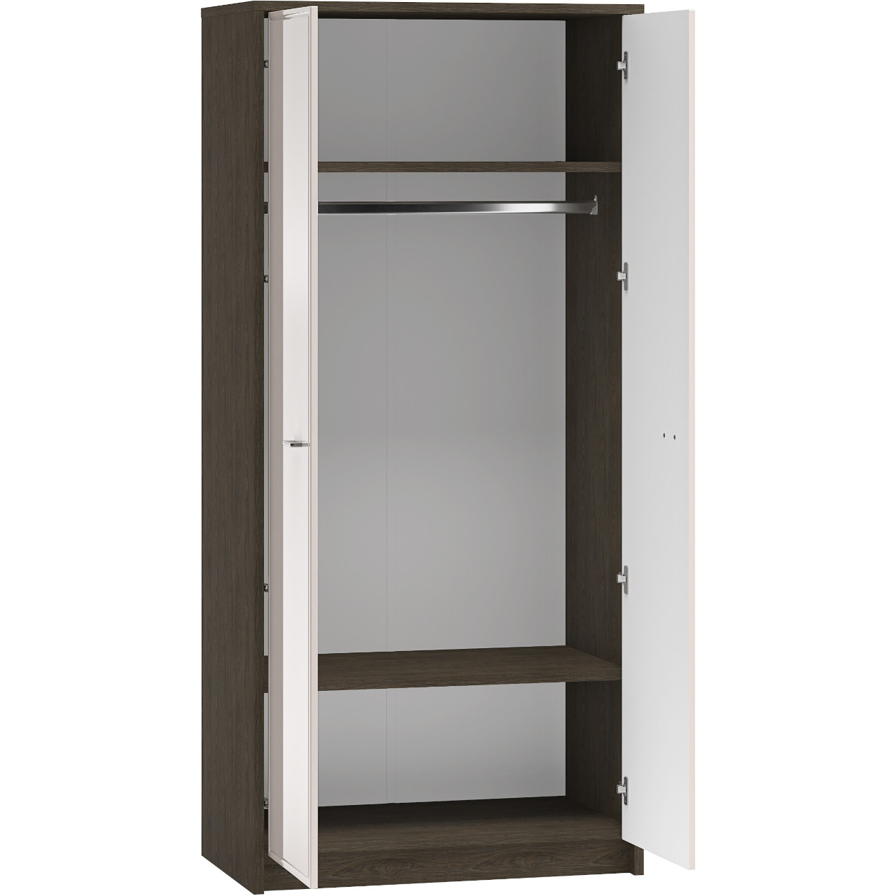 Szafa dwudrzwiowa AVANTI 01 dąb windmill ciemny / kaszmir połysk z drążkiem i cichym domykiem - obrazek 4