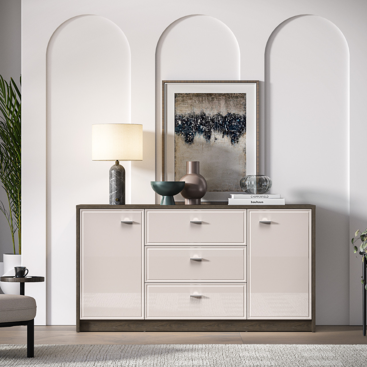 Komoda AVANTI 04 dąb windmill ciemny / kaszmir połysk - obrazek 6