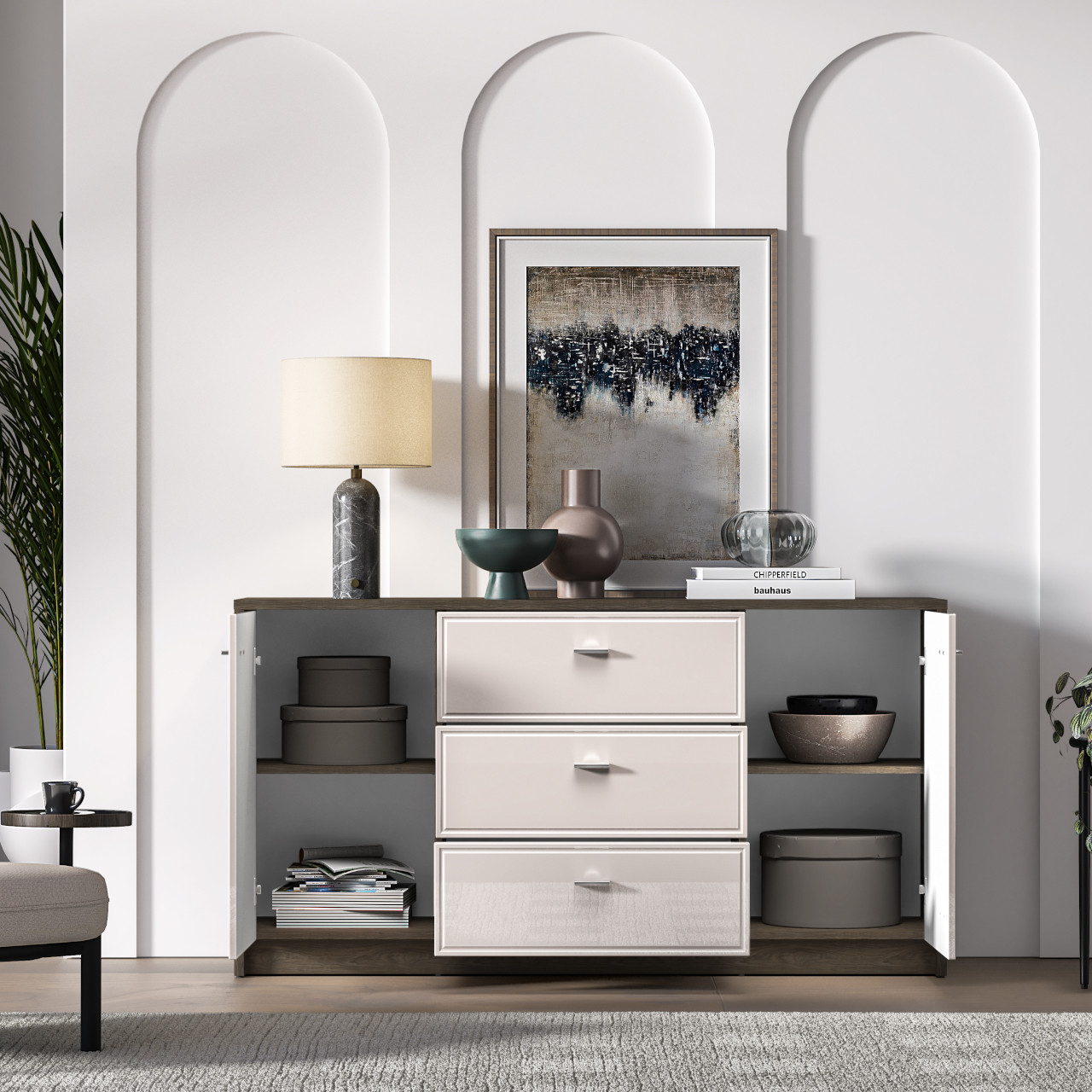 Komoda AVANTI 04 dąb windmill ciemny / kaszmir połysk - obrazek 7