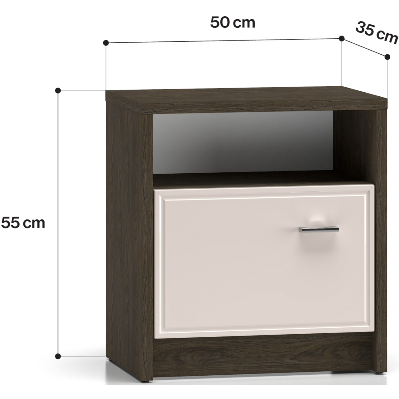 Szafka nocna AVANTI 08 dąb windmill ciemny / kaszmir połysk - obrazek 5