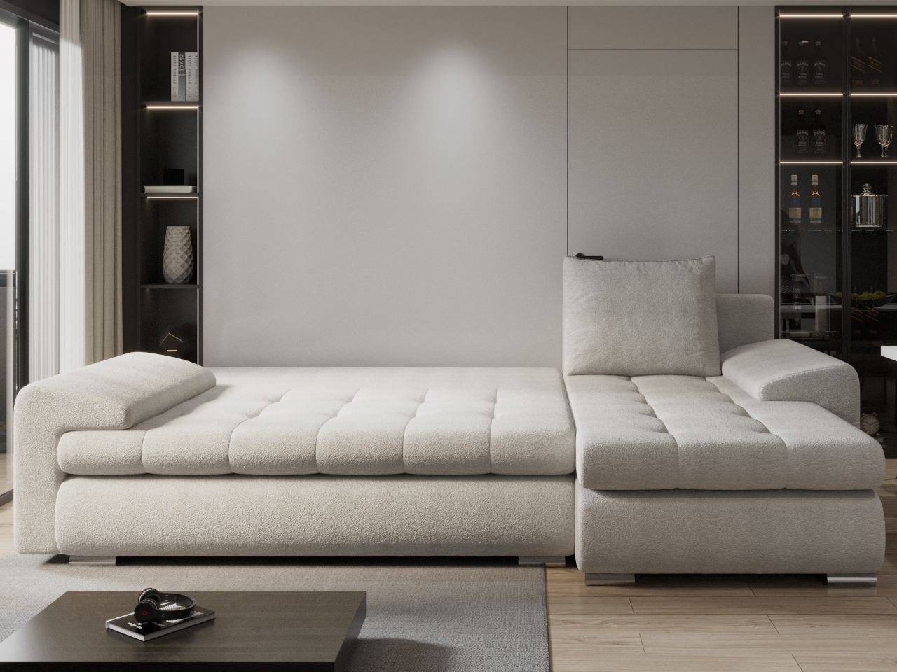 Narożnik prawy rozkładany MIO CASTEL 91 z pojemnikiem na pościel – nowoczesny i funkcjonalny - obrazek 6