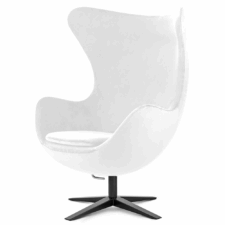 Designerski Welurowy Fotel Obrotowy Treviso Jajo - Biały na czarnej podstawie