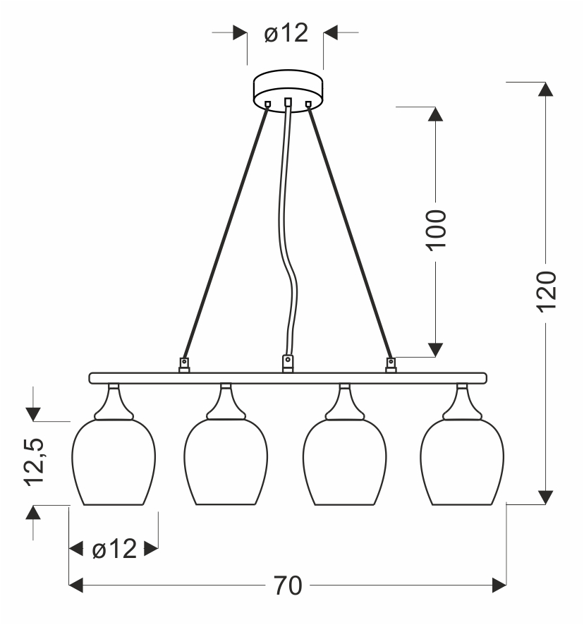 ELECTRA lampa wisząca chromowa 4x60W E27 białe klosze nowoczesna lampa sufitowa do salonu jadalni kuchni efektowny design - obrazek 3