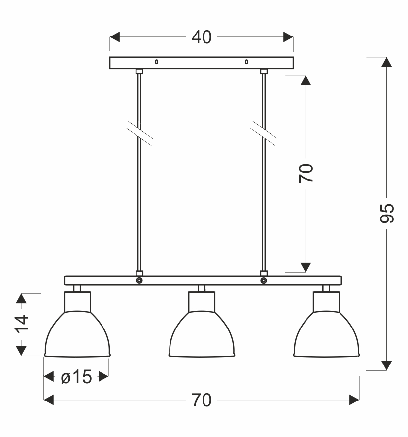 Lampa wisząca INEZZ 3x60W E27 czarna, nowoczesna oprawa sufitowa z trzema kloszami do salonu, jadalni lub kuchni, styl loft i industrial - obrazek 3
