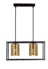 Lampa wisząca LURI 2x40W E27 czarna ze złotymi kloszami, nowoczesna oprawa sufitowa do salonu i kuchni, loftowy styl, elegancki minimalizm