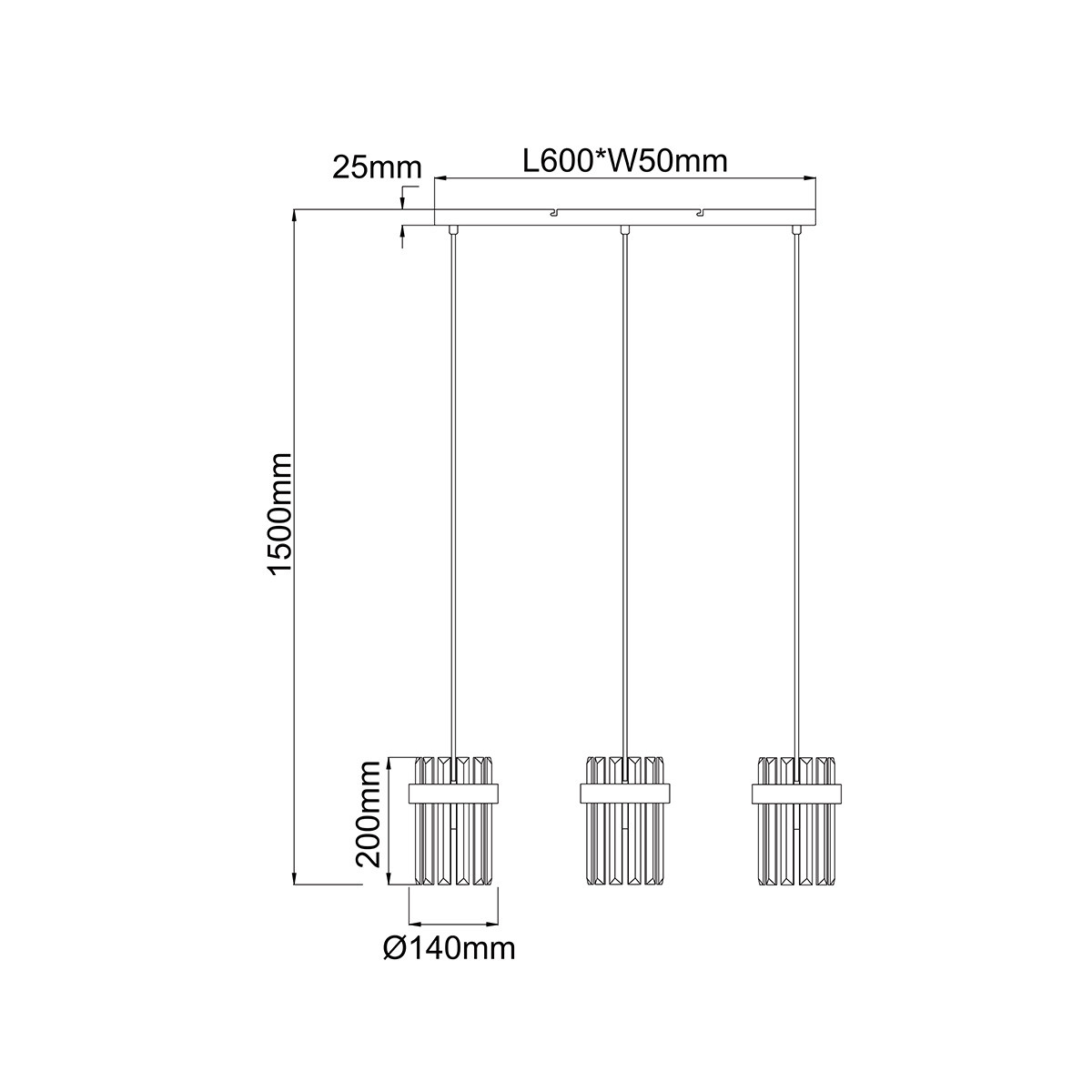 Lampa wisząca Vetro chrom 3xE14 - obrazek 6