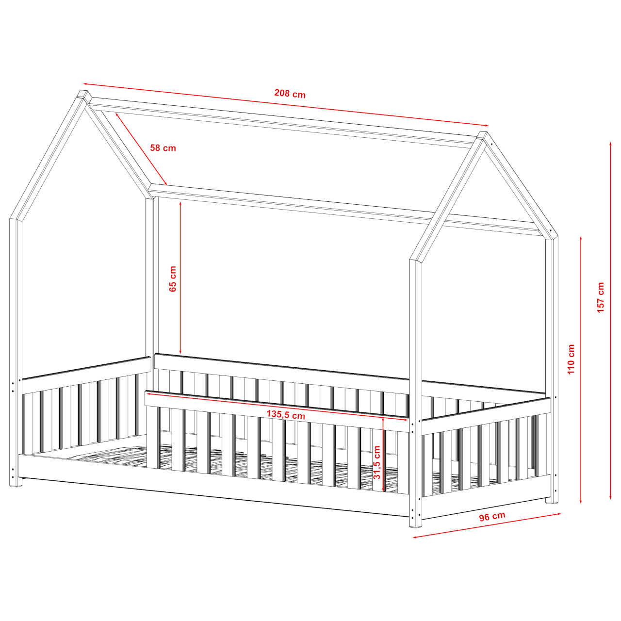 Drewniane łóżko HAO 90x200 - obrazek 6