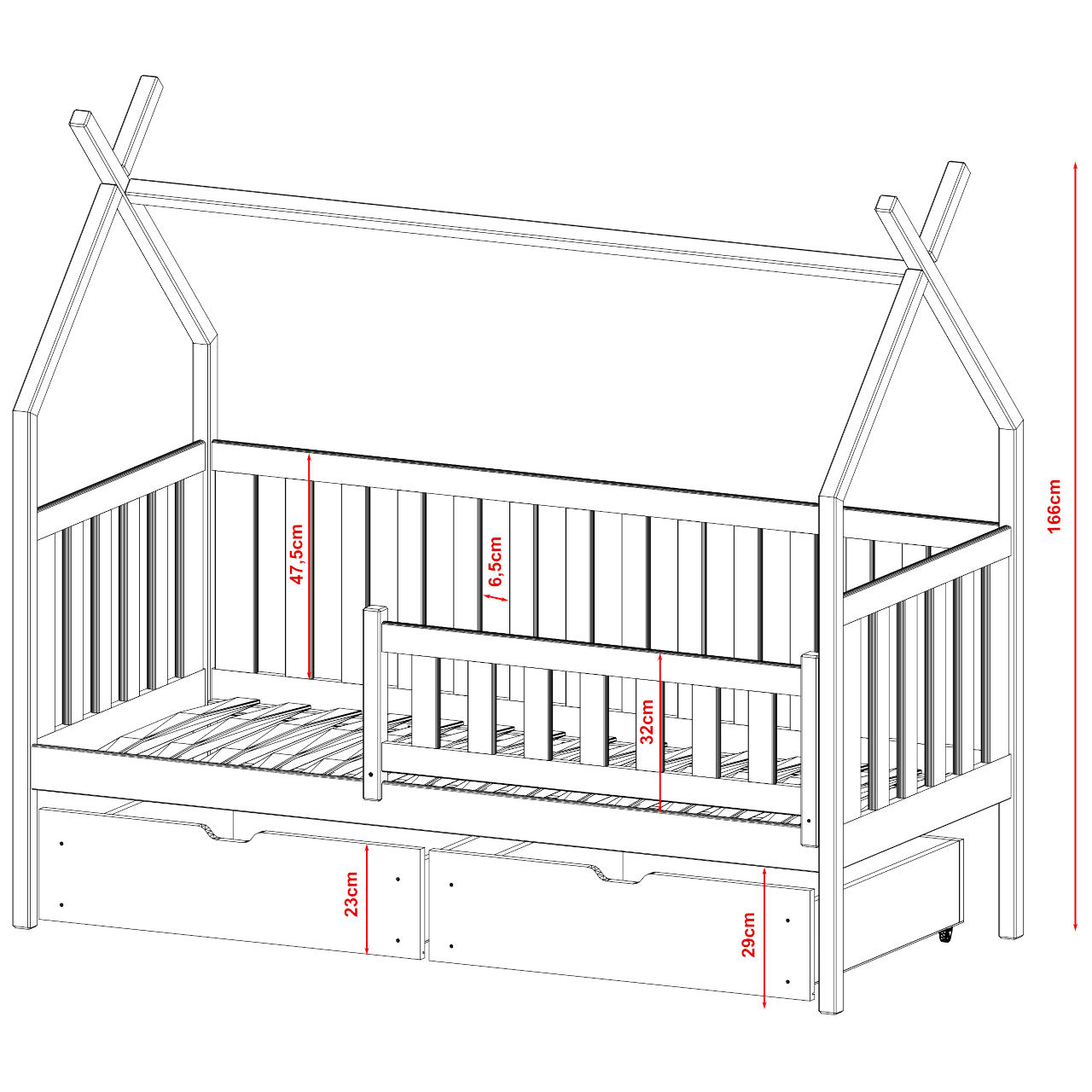 Drewniane łóżko BASIM 80x180 - obrazek 7