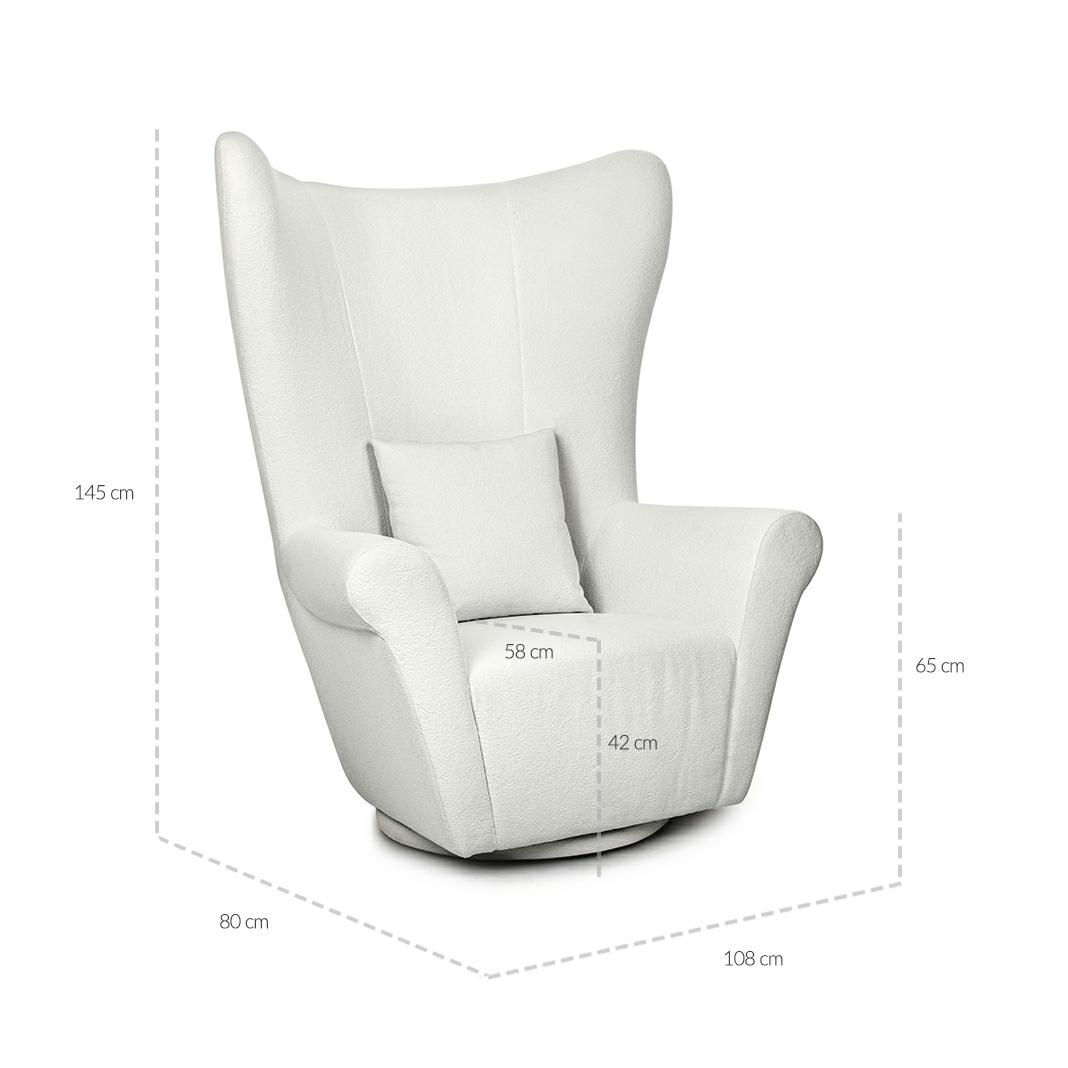 MaMaison fotel obrotowy GROSDOS biały / chenille - obrazek 13