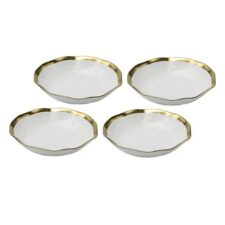 KARE komplet 4 talerzy głębokich BELL 20 cm biało-złoty