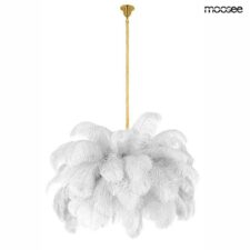 MOOSEE lampa wisząca TIFFANY 135 biała mosiądz / naturalne pióra