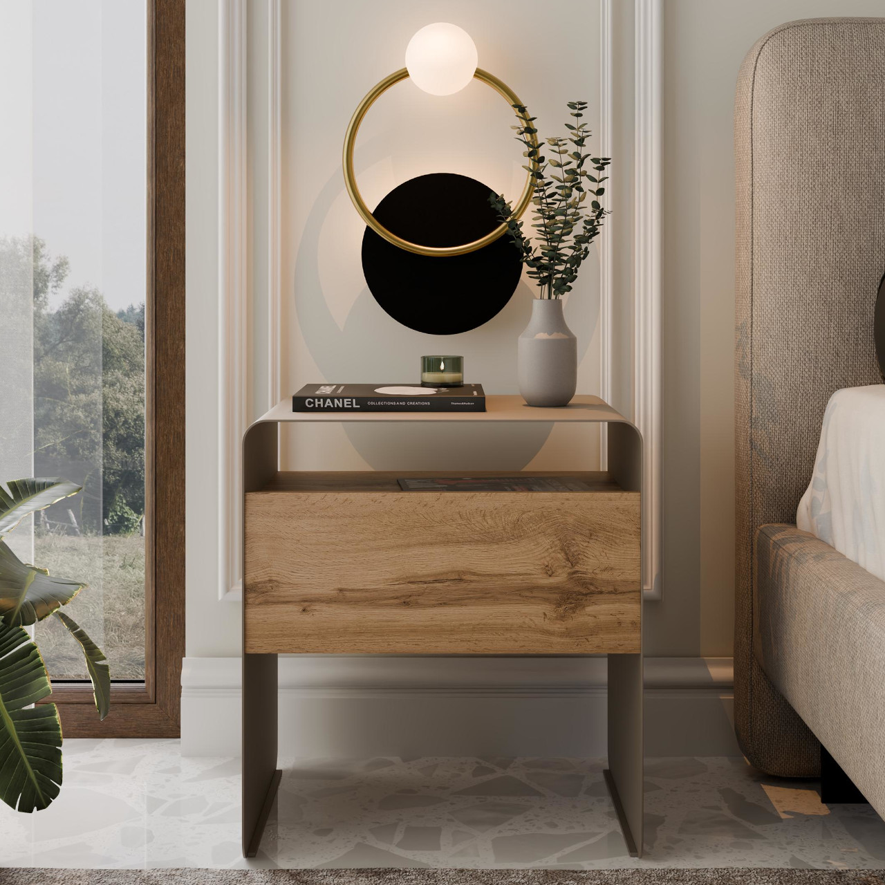 Stolik nocny SOCHI kaszmir / dąb wotan - obrazek 3