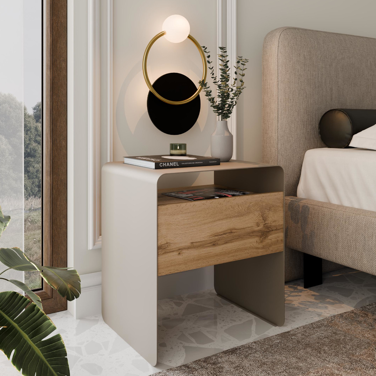 Stolik nocny SOCHI kaszmir / dąb wotan - obrazek 4