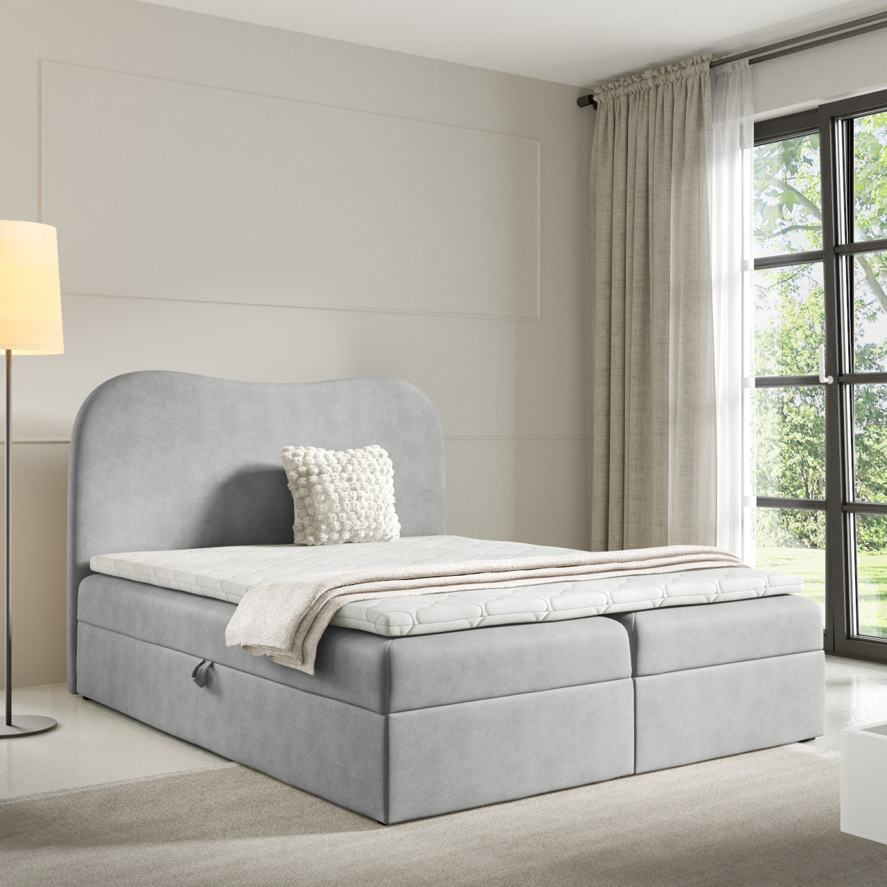 Łóżko kontynentalne AUDE LUX 180x200 z pojemnikiem na pościel – wybór tkanin, hotelowy standard - obrazek 3