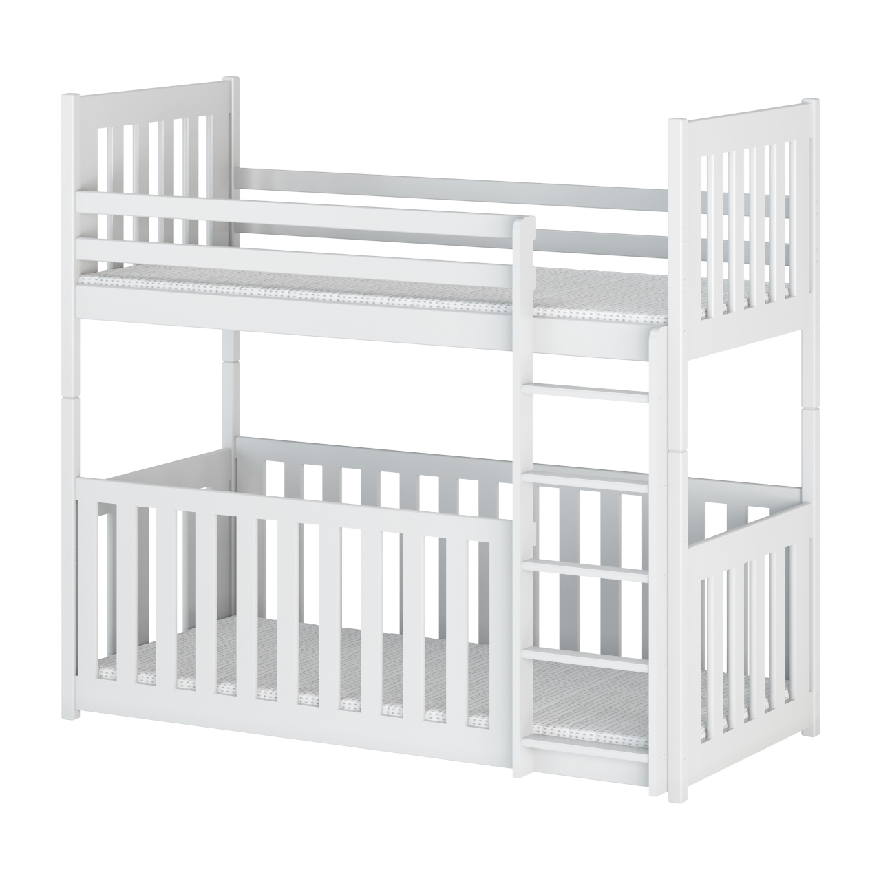 Drewniane łóżko piętrowe RIC 80x180 sosna z drabinką i stelażem