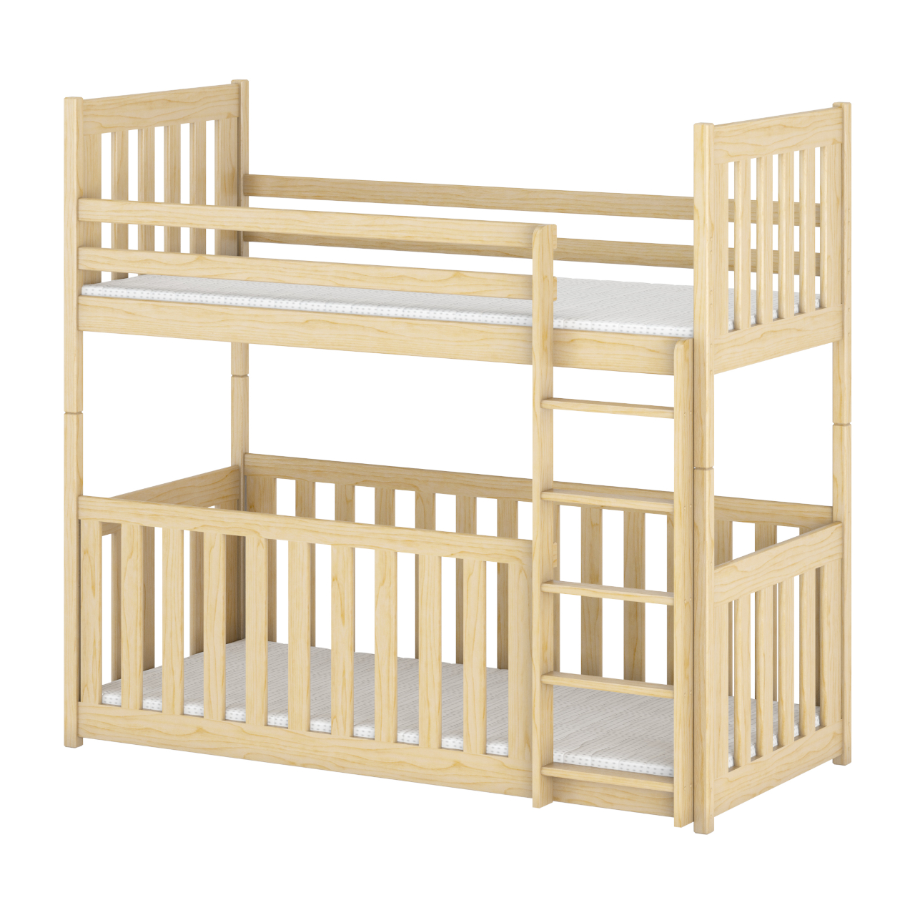 Drewniane łóżko piętrowe RIC 80x180 sosna z drabinką i stelażem - obrazek 3