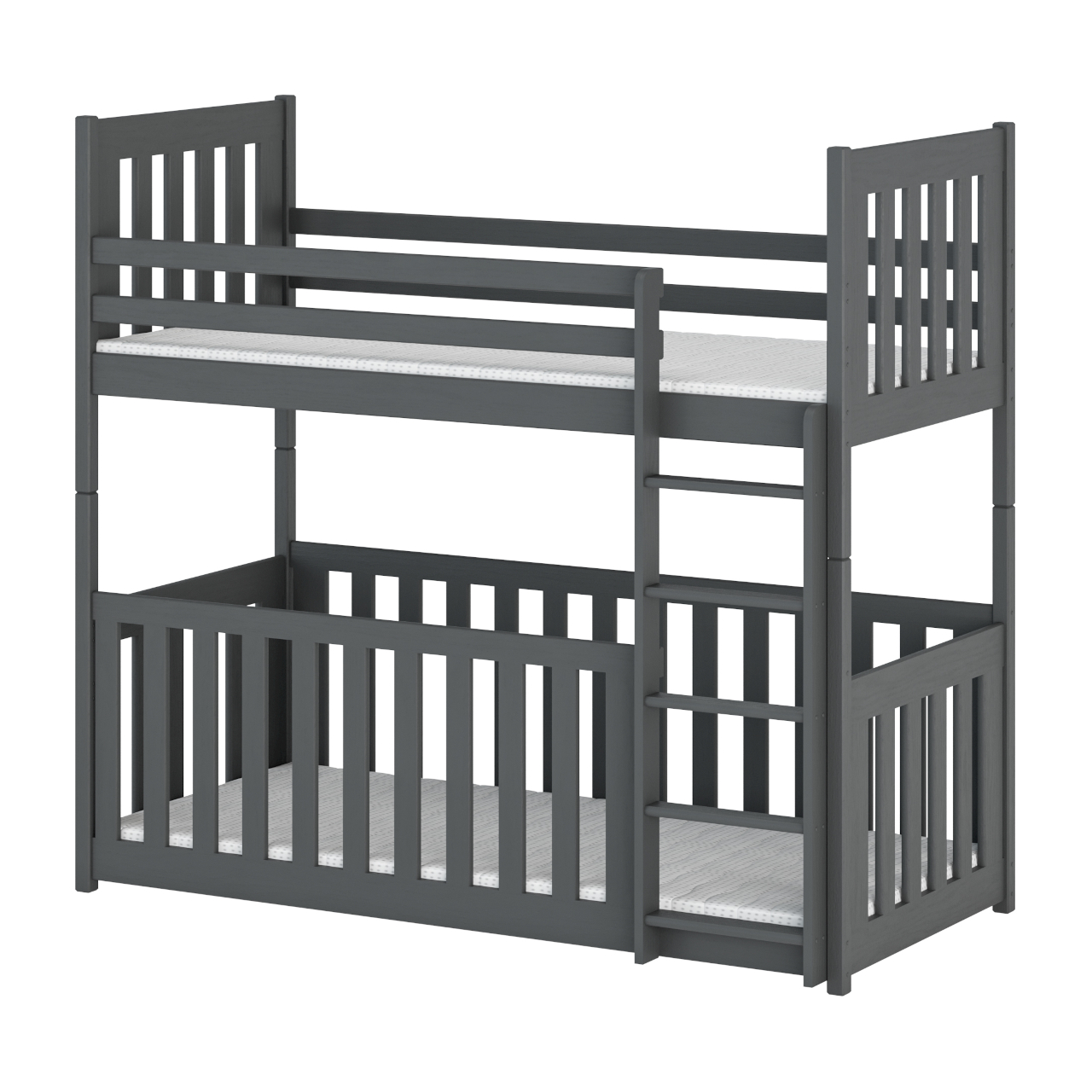 Drewniane łóżko piętrowe RIC 80x180 sosna z drabinką i stelażem - obrazek 5