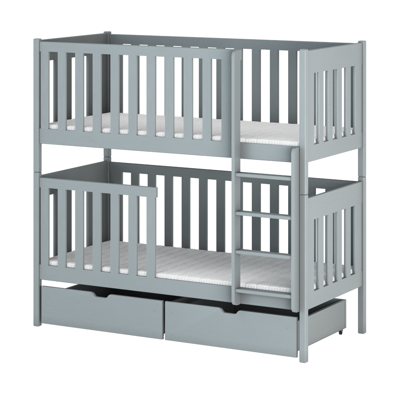 Drewniane łóżko piętrowe ALVA 90x200 sosna z drabinką i stelażem - obrazek 4