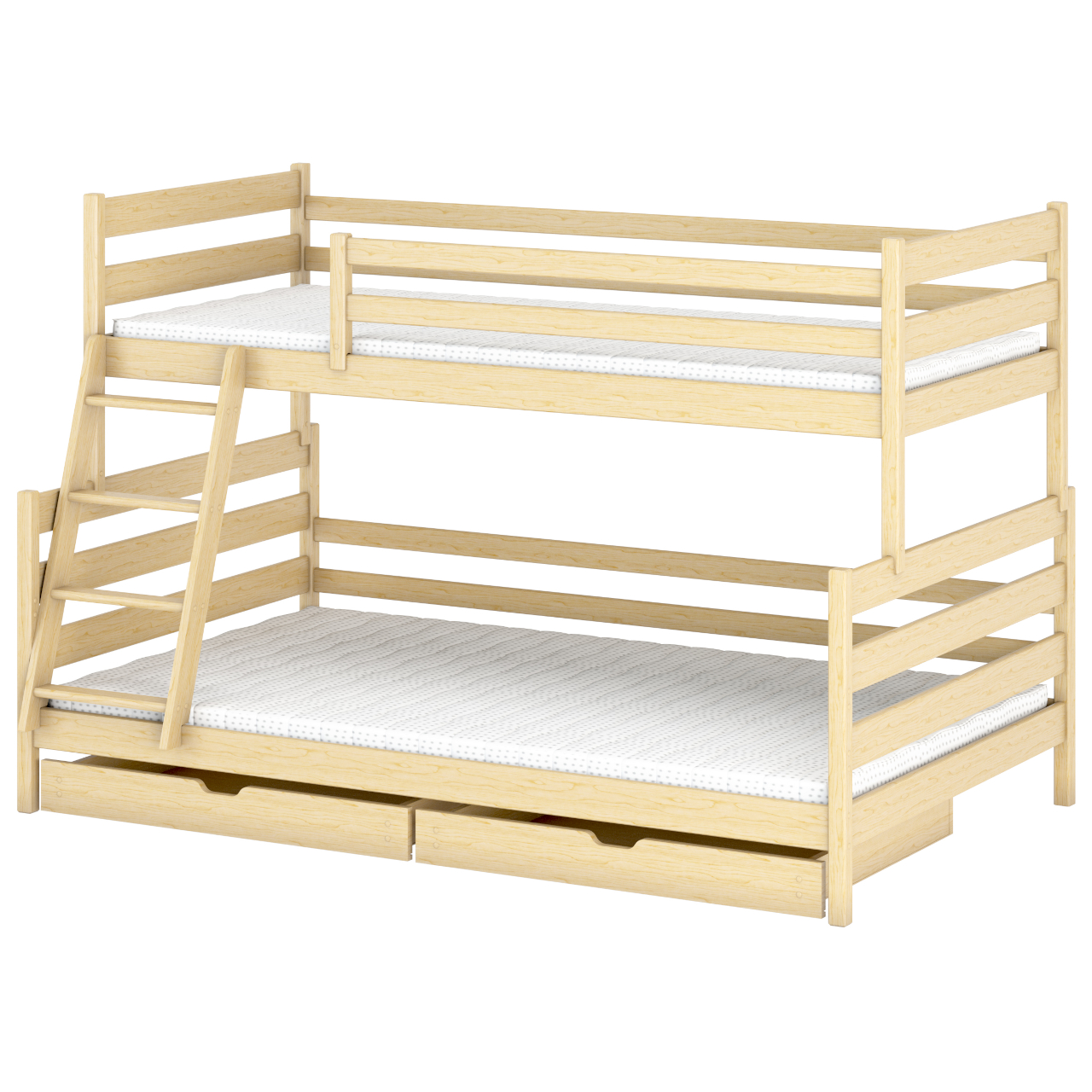 Drewniane łóżko piętrowe ASFI 120x200 sosna z drabinką stelaż - obrazek 3
