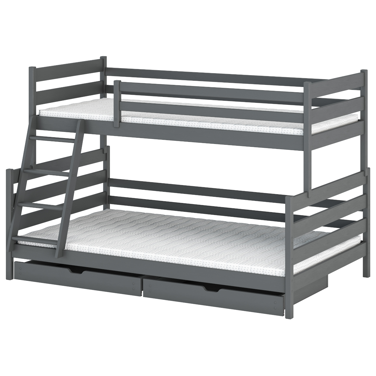 Drewniane łóżko piętrowe ASFI 120x200 sosna z drabinką stelaż - obrazek 5