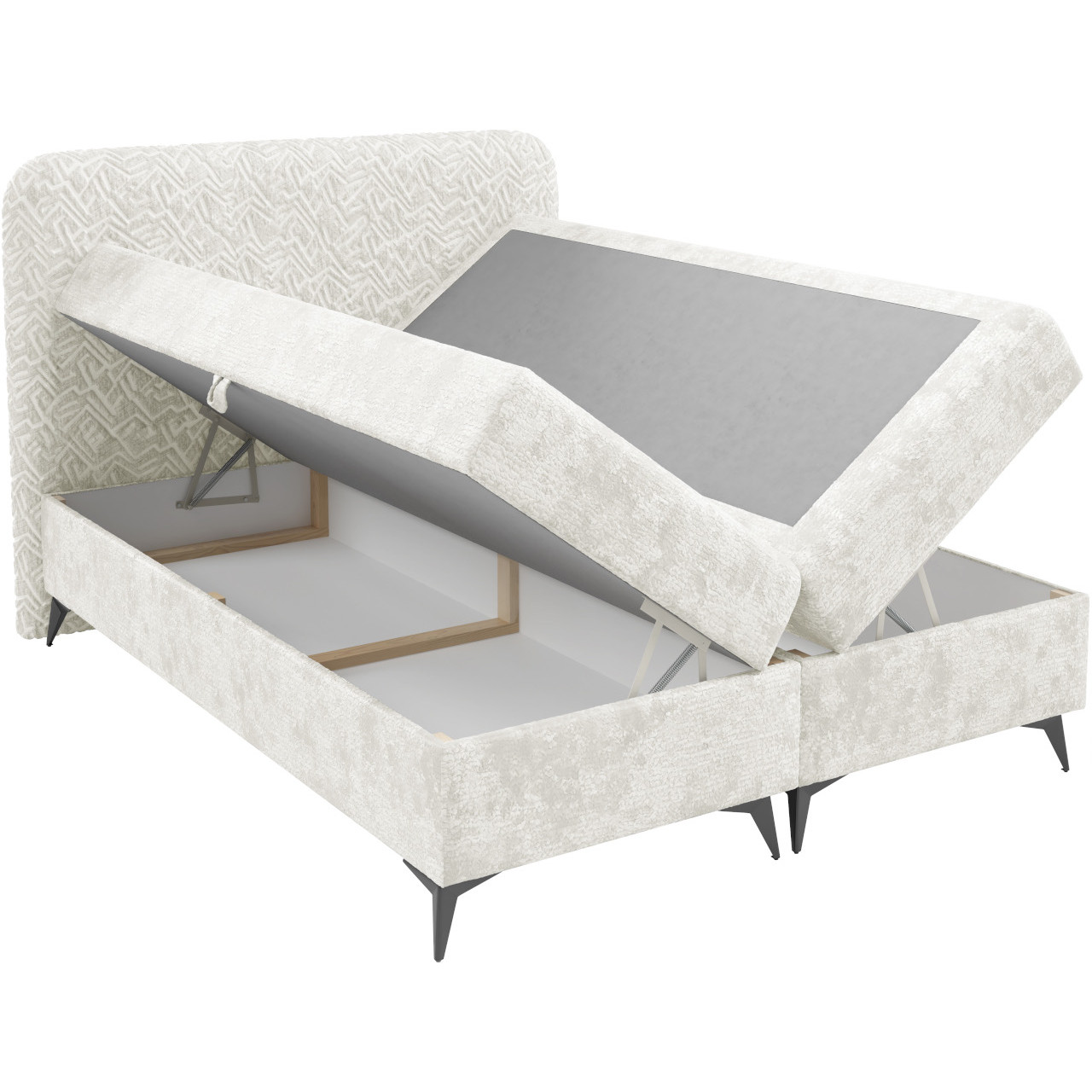 Łóżko kontynentalne FENRIR 180x200 z pojemnikiem na pościel – hotelowy standard, tkaniny premium SEMPRe + TRENZA 05 - obrazek 4