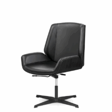 Fotel biurowy Timo Low Czarna skóra Czarny dąb Skóra naturalna Czarny