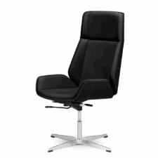 Fotel Biurowy Timo High Czarna skóra (podstawa stała) Czarny dąb Skóra ekologiczna Chromowana
